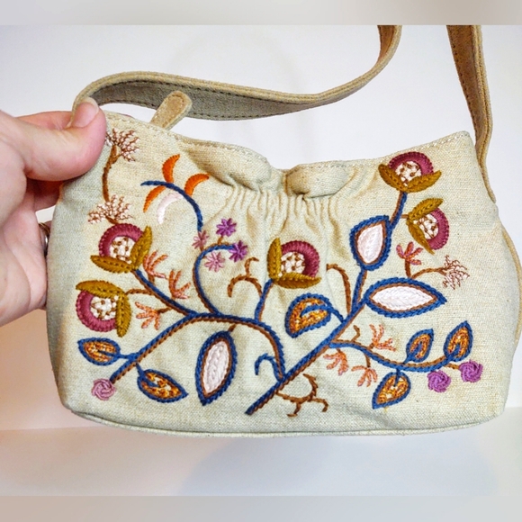 Forever by Fossil Vtg Canvas Embroidery Mini Purse - Picture 6 of 10
